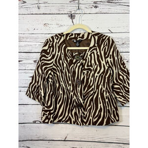 Carole Little Zebra Print Blazer Brown/Tan Size M